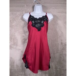 Victoria's Secret Gold Label Slip Dress Womens Small Red Lace Satin Chemise